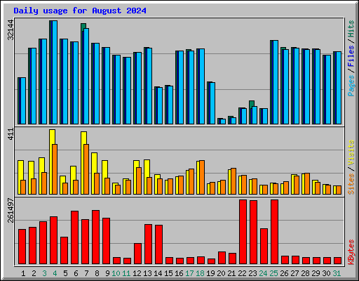 Daily usage for August 2024