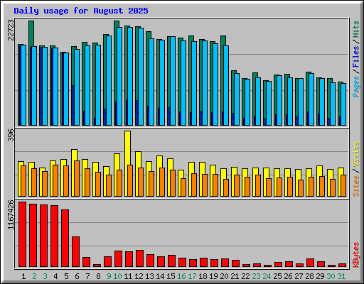 Daily usage for August 2025